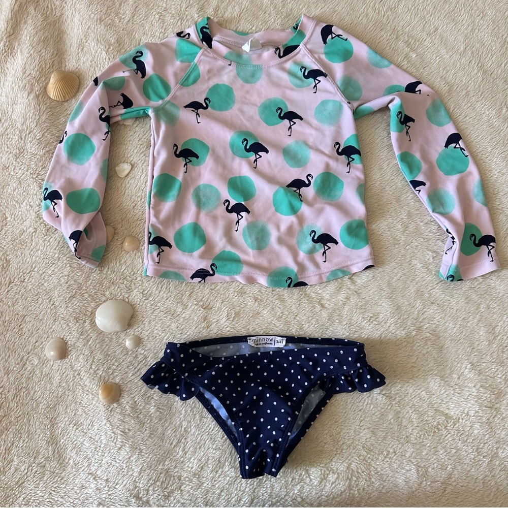 Girls Flamingo Swim Set - Pink and Blue